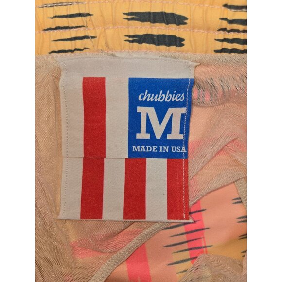 Chubbies Neon Geometric Swim Trunks Medium Made In USA Peach/Yellow *flaw - Picture 3 of 7